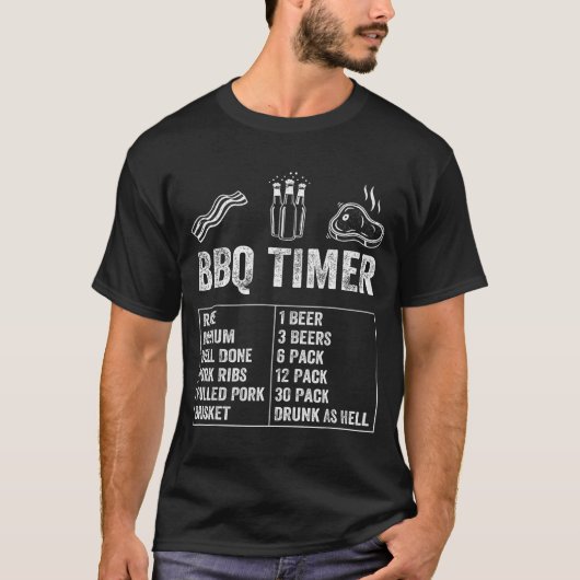 Funny Saying Bbq Timer Beer Grill Dad Barbecue Dri Tシャツ (正面)