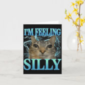 Funny Saying Cat Lover I'm Feeling Silly Cat Meme  カード (黄色い花)