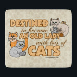 funny Saying Design未来の熱狂するな猫の女性 カッティングボード<br><div class="desc">猫の多くを持つ老婦人になるために予定される-猫好きまたは猫の熱狂者か。 それらの愛らしい猫ちゃんについて言っているおもしろいな猫。 かわいい子猫猫のイメージのグラフィック・デザインを用いる熱狂するな猫の女性および猫の蓄積者の発言/引用文。</div>