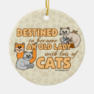 funny Saying Design未来の熱狂するな猫の女性 セラミックオーナメント