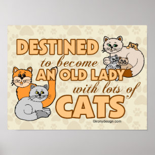 funny Saying Design未来の熱狂するな猫の女性 ポスター