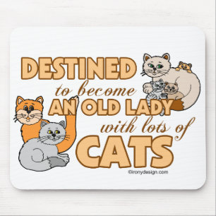funny Saying Design未来の熱狂するな猫の女性 マウスパッド