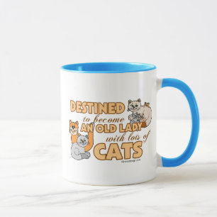 funny Saying Design未来の熱狂するな猫の女性 マグカップ
