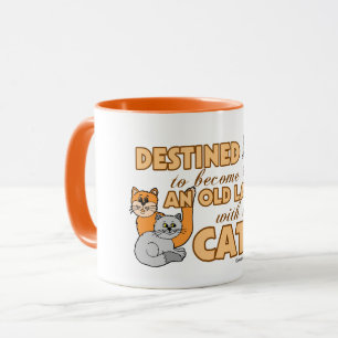funny Saying Design未来の熱狂するな猫の女性 マグカップ