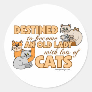 funny Saying Design未来の熱狂するな猫の女性 ラウンドシール