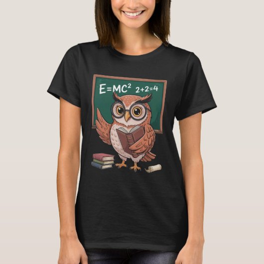 Funny Saying E Equals MC Squared Owl Genius Joke W Tシャツ (正面)