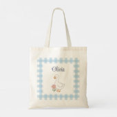 Funny Saying Goose with Blue Gingham Tote Bag トートバッグ (裏面)
