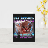 Funny Saying Humor Afraid Of Women Cat Meme Animal カード (黄色い花)