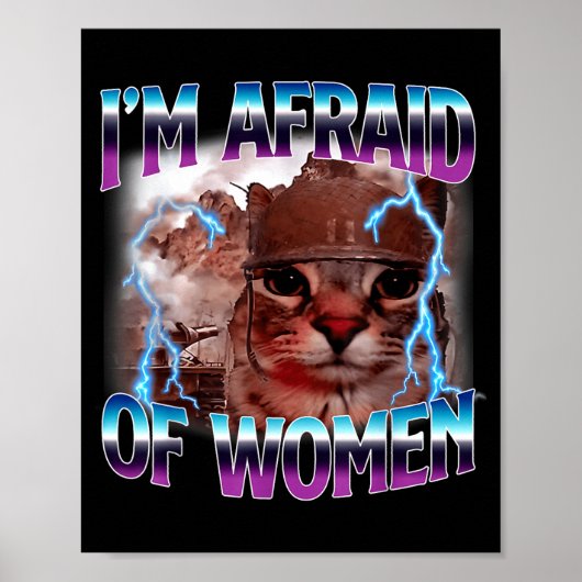 Funny Saying Humor Afraid Of Women Cat Meme Animal ポスター (正面)