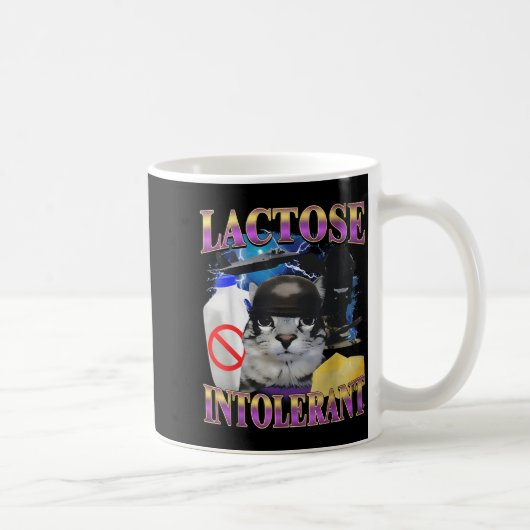 Funny Saying Lactose Intolerant Silly Cat Meme Cat コーヒーマグカップ (右)