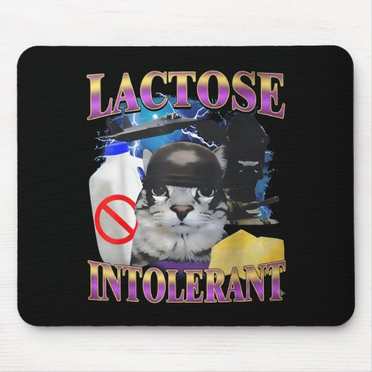 Funny Saying Lactose Intolerant Silly Cat Meme Cat マウスパッド (正面)