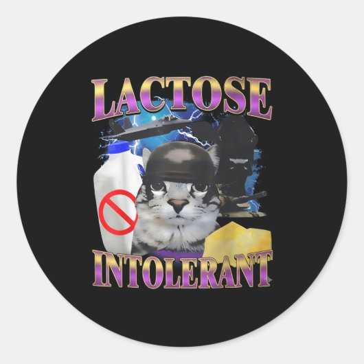 Funny Saying Lactose Intolerant Silly Cat Meme Cat ラウンドシール (正面)