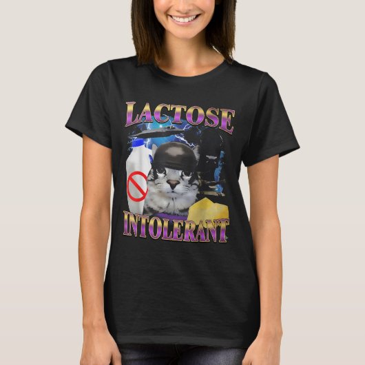 Funny Saying Lactose Intolerant Silly Cat Meme Cat Tシャツ (正面)