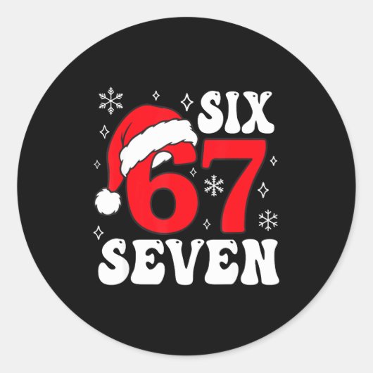 Funny Saying Six Seven Christmas 67 Meme Xmas Boys ラウンドシール (正面)