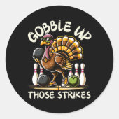 Funny Saying Turkey Playing Bowling Thanksgiving H ラウンドシール (正面)