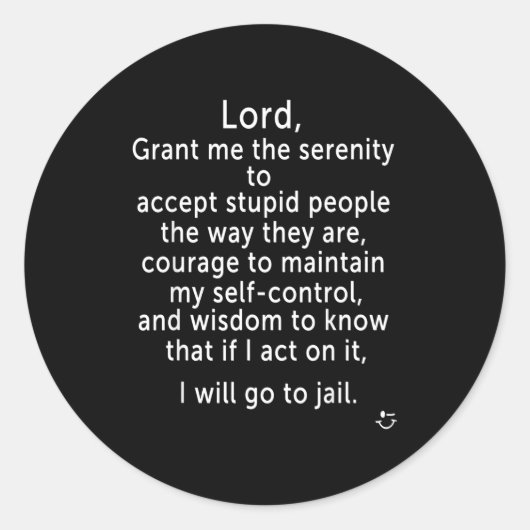 Funny Sayings S - New Serenity Jail Prayer  ラウンドシール (正面)