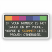 Funny Scammer Warning: Unknown Number Alert シール (正面)