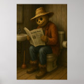 Funny Scarecrow Bathroom Print, Rustic Toilet ポスター (正面)