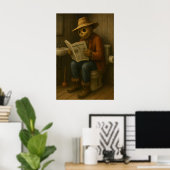 Funny Scarecrow Bathroom Print, Rustic Toilet ポスター (ホームオフィス)