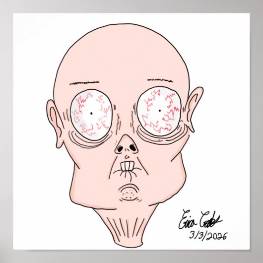 Funny scared cartoon face ポスター (正面)