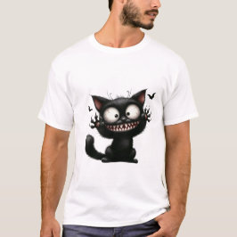 Funny Scaredy Cat Wild Grin Halloween ✨🐾 Tシャツ