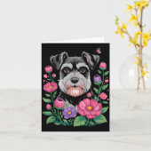 Funny Schnauzer Art For Women Schnauzer Dog Lover  カード (黄色い花)