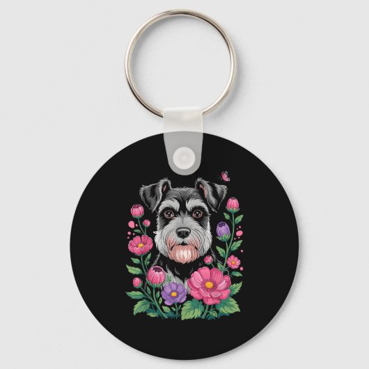 Funny Schnauzer Art For Women Schnauzer Dog Lover  キーホルダー (正面)