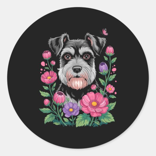 Funny Schnauzer Art For Women Schnauzer Dog Lover  ラウンドシール (正面)