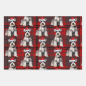 Funny Schnauzer Christmas Dog Holiday Plaid ラッピングペーパーシート (正面)