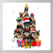 Funny Schnauzer Christmas Tree Pet DOG Lover Gift ポスター (正面)