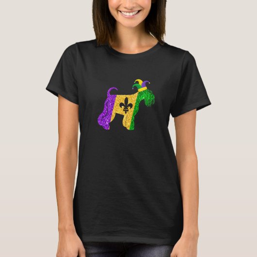 Funny Schnauzer Dog Lover Cute Mardi Gras Carnival Tシャツ (正面)
