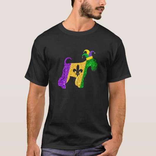 Funny Schnauzer Dog Lover Cute Mardi Gras Carnival Tシャツ (正面)