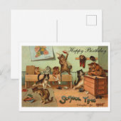 Funny School Anthropomorphic Cats Happy Birthday ポストカード (正面/裏面)