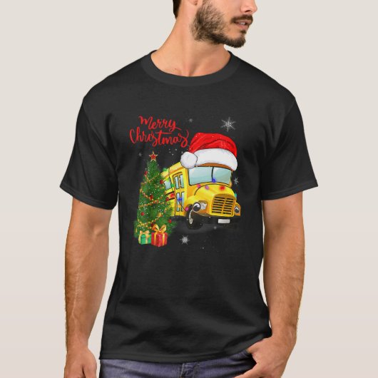 Funny School Bus Drivers Santa Hat Merry Christmas Tシャツ (正面)