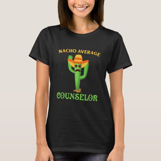 Funny School Counselor Nacho Retro Teacher Cactus  Tシャツ (正面)