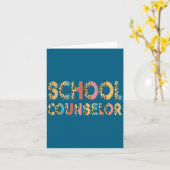 Funny School Counselor Teacher Leopard School Coun カード (黄色い花)