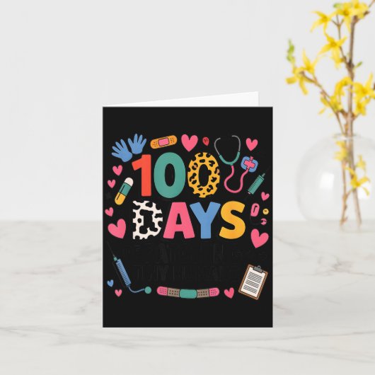 Funny School Nurse 100 Days Patching Tiny Humans I カード (黄色い花)