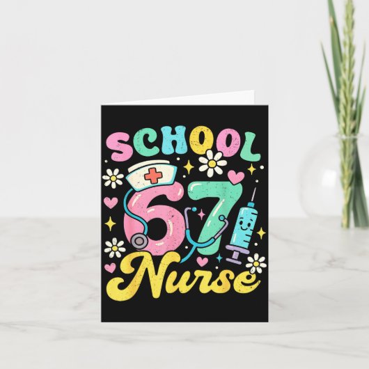 Funny School Nurse 67 Cute Medical Meme Design  カード (正面)