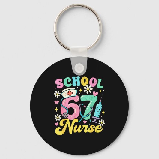 Funny School Nurse 67 Cute Medical Meme Design  キーホルダー (正面)