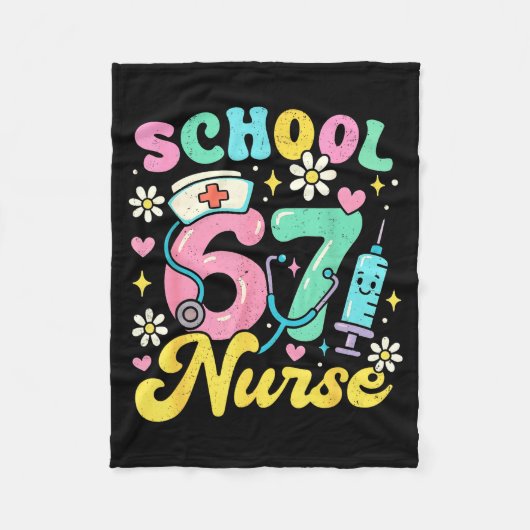 Funny School Nurse 67 Cute Medical Meme Design  フリースブランケット (正面)