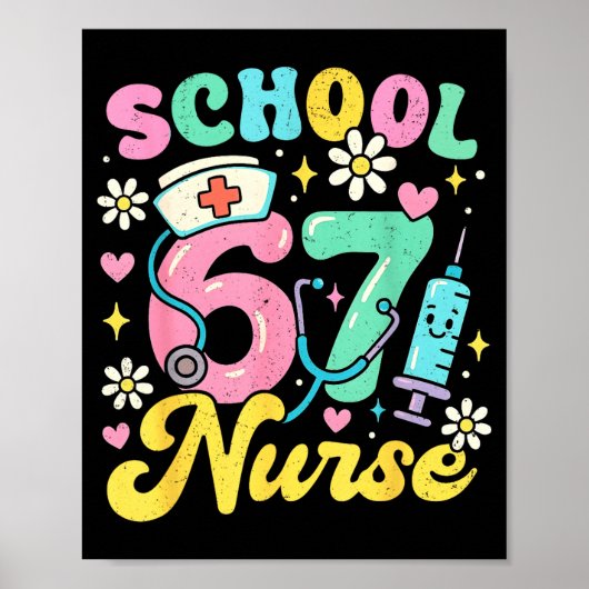 Funny School Nurse 67 Cute Medical Meme Design  ポスター (正面)