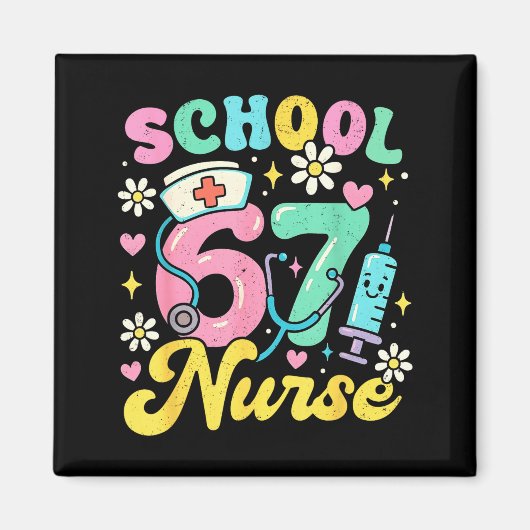Funny School Nurse 67 Cute Medical Meme Design  マグネット (正面)