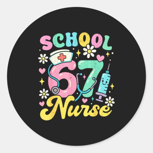 Funny School Nurse 67 Cute Medical Meme Design  ラウンドシール (正面)