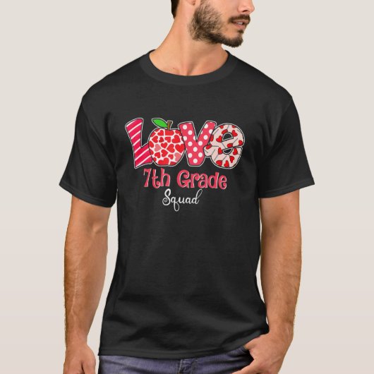 Funny School Teacher Love 7th Grade Squad Valentin Tシャツ (正面)