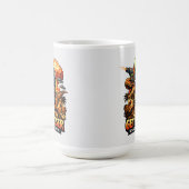 Funny Sci-Fi Fantasy Meme Art, Alien Riding Dinosa コーヒーマグカップ (中央)