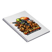 Funny Sci-Fi Fantasy Meme Art, Alien Riding Dinosa ノートブック (右側)