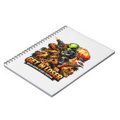 Funny Sci-Fi Fantasy Meme Art, Alien Riding Dinosa ノートブック (左側)