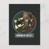 Funny Sci-fi Marine Orange Cat Beware Of The Cat ポストカード (正面)