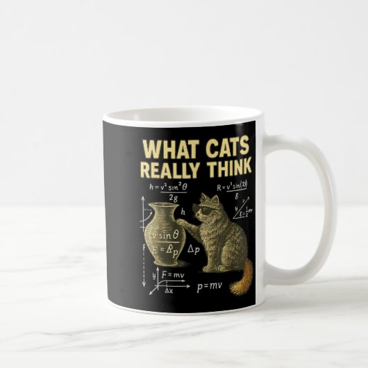 Funny Science Cat Physics What Cats Think Gift Men コーヒーマグカップ (右)