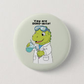 Funny Science Dinosaur Chemist "Dino-mite" Valenti 缶バッジ (正面)